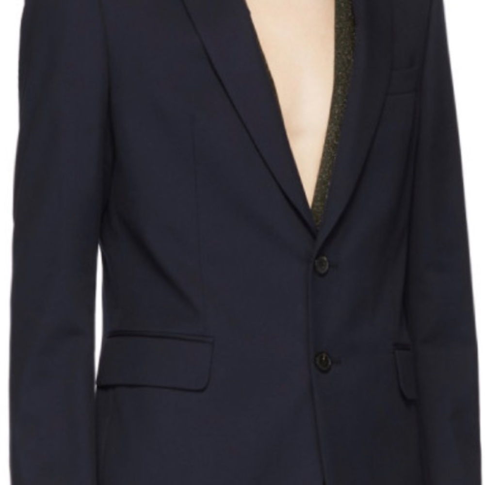 DRIES VAN NOTEN- (NAVY WOOL BLAZER)